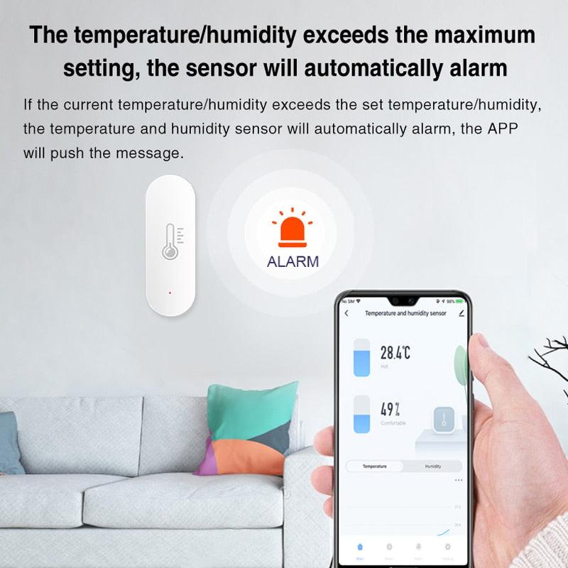 IHSENO Tuya WiFi Temperature & Humidity Sensor | Smart Life App Integration for Alexa & Google Home